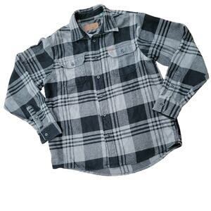 Orvis Plaid Flannel Shirt Jacket Button Front Pockets Size Medium